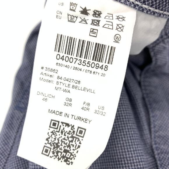 Brax Belleville Chino Short Mens Size 32 Cotton Blue Micro Diamond Print Stretch - Picture 6 of 7